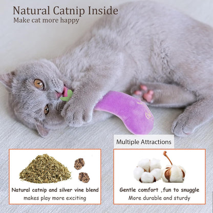 Catnip Cat Toys for Indoor Cats Kitten, 5 Pack, Vegetable Shape | Cat Nip Toys Soft and Durable, Interactive Kitty Kicker Chew Safe Teeth Cleaning Toy