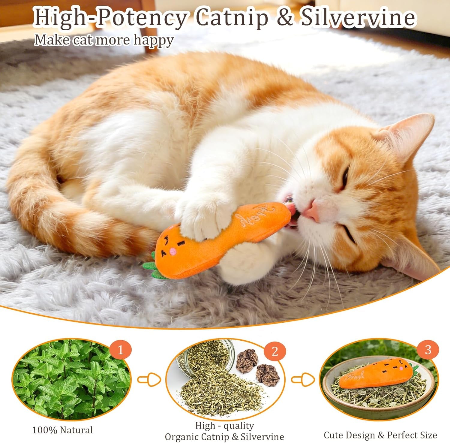 Catnip Cat Toys for Indoor Cats Kitten, 5 Pack, Vegetable Shape | Cat Nip Toys Soft and Durable, Interactive Kitty Kicker Chew Safe Teeth Cleaning Toy